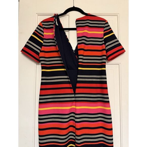 Cato Fully Lined Multicolor Dress with Multidirectional Stripes V-Neck Size 10 - Picture 5 of 11